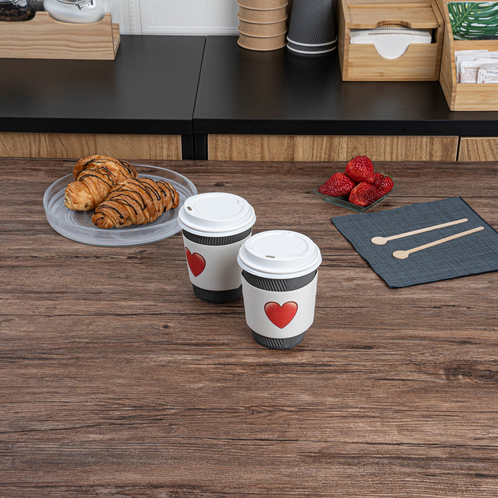Restpresso White Paper Heart Emoji Coffee Cup Sleeve - Fits 12 / 16 / 20 oz Cups - 1000 count box