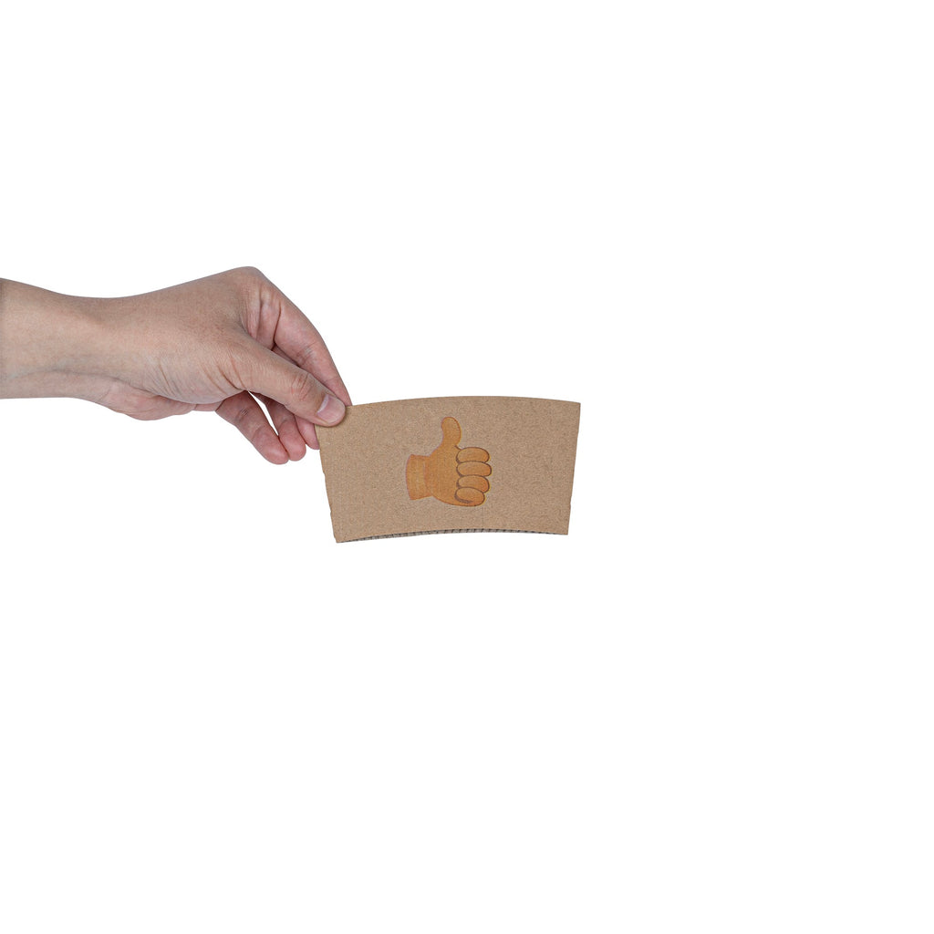 Restpresso Kraft Paper Thumbs Up Emoji Coffee Cup Sleeve - Fits 12 / 16 / 20 oz Cups - 1000 count box
