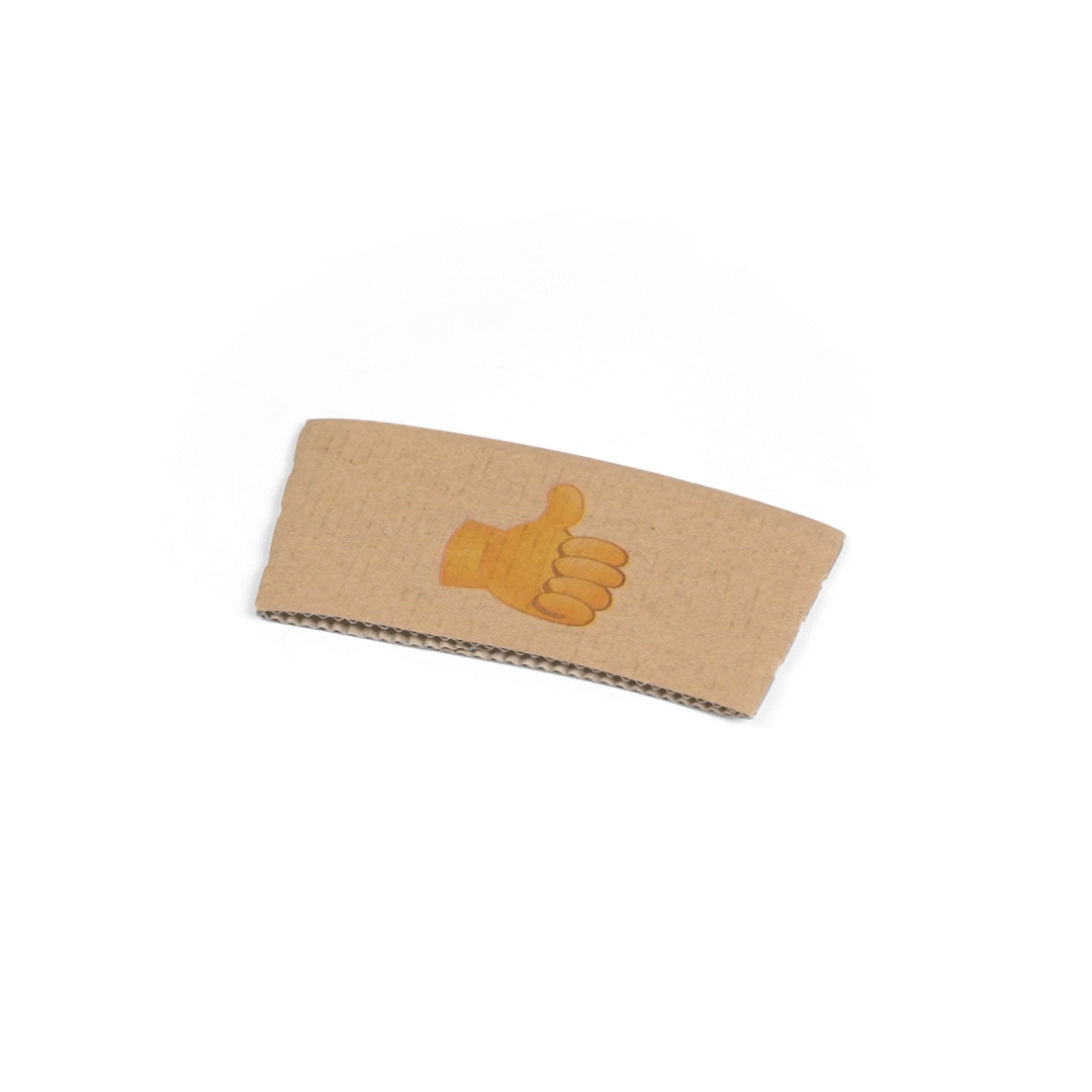 Restpresso Kraft Paper Thumbs Up Emoji Coffee Cup Sleeve - Fits 12 / 16 / 20 oz Cups - 1000 count box