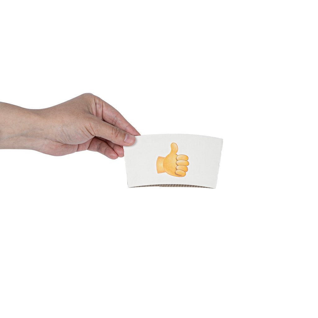 Restpresso White Paper Thumbs Up Emoji Coffee Cup Sleeve - Fits 12 / 16 / 20 oz Cups - 1000 count box