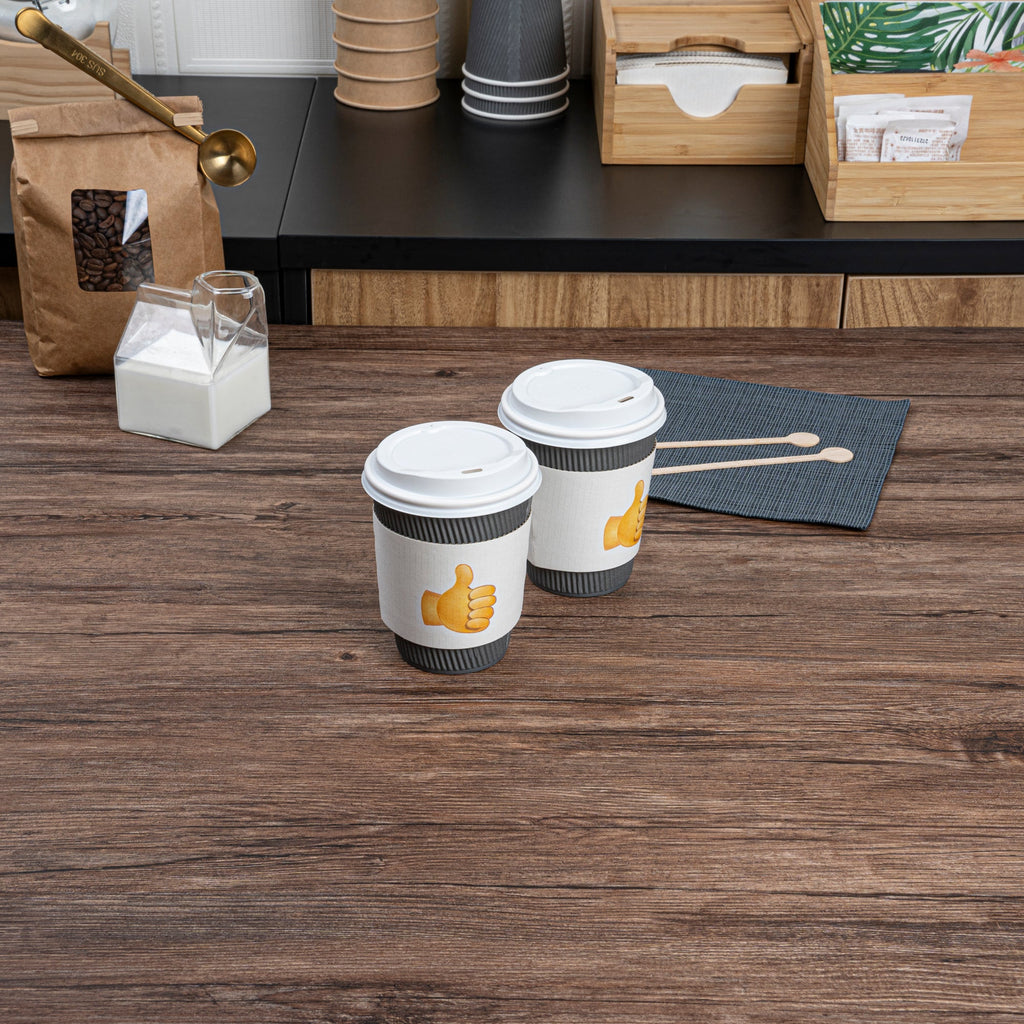 Restpresso White Paper Thumbs Up Emoji Coffee Cup Sleeve - Fits 12 / 16 / 20 oz Cups - 1000 count box