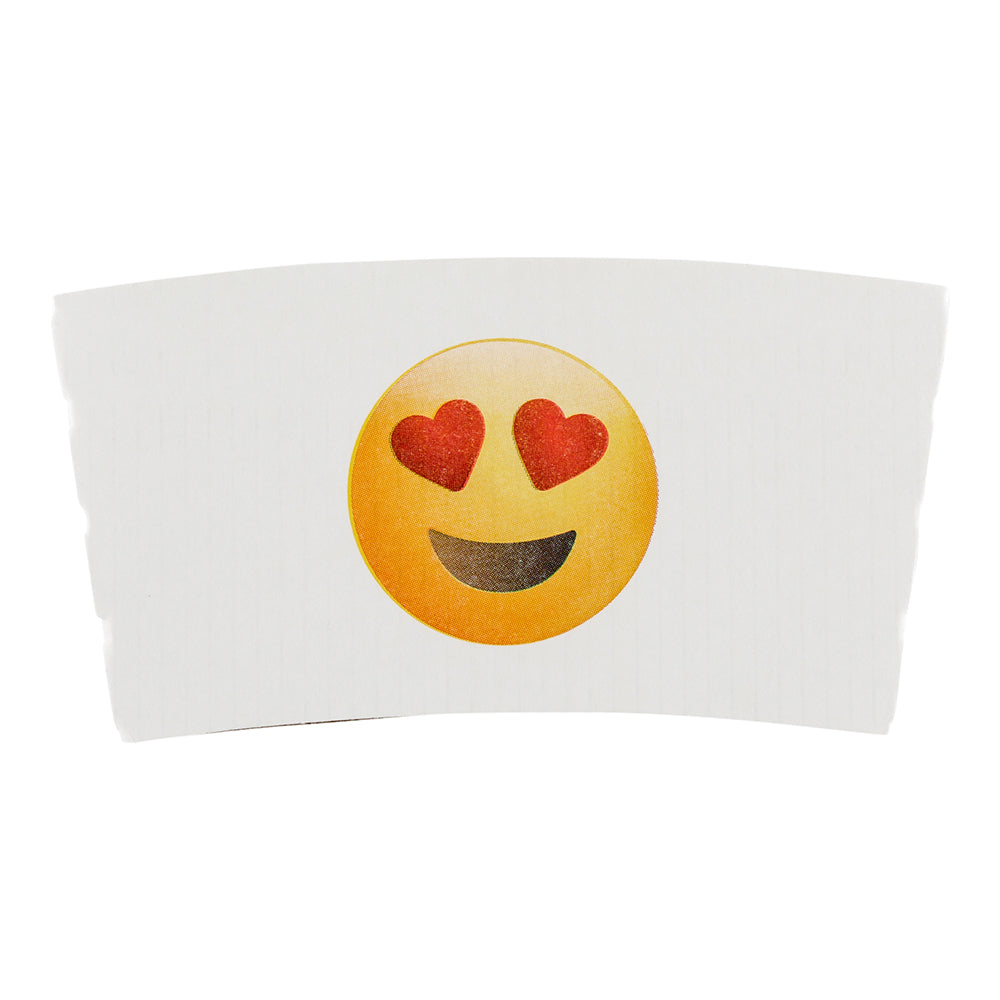Restpresso White Paper Heart Eyes Emoji Coffee Cup Sleeve - Fits 12 / 16 / 20 oz Cups - 50 count box
