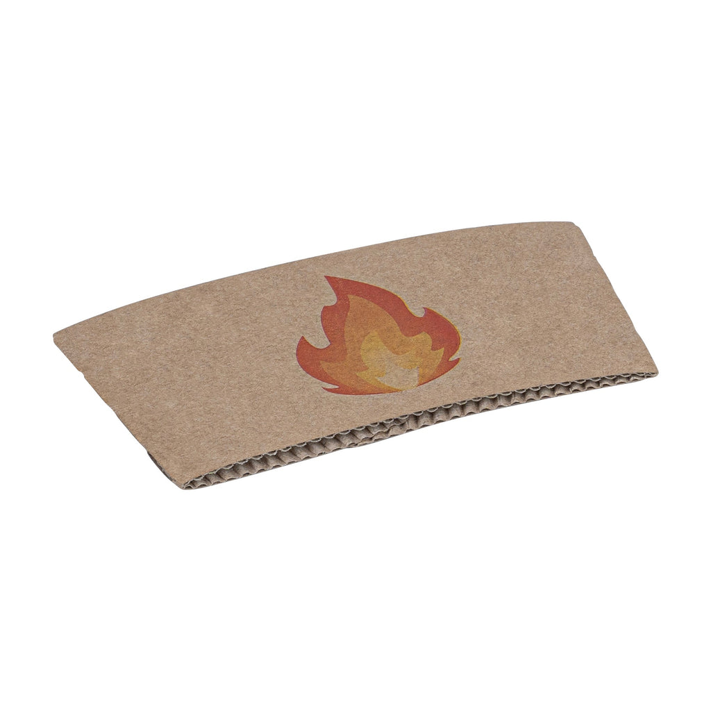 Restpresso Kraft Paper Fire Emoji Coffee Cup Sleeve - Fits 12 / 16 / 20 oz Cups - 1000 count box