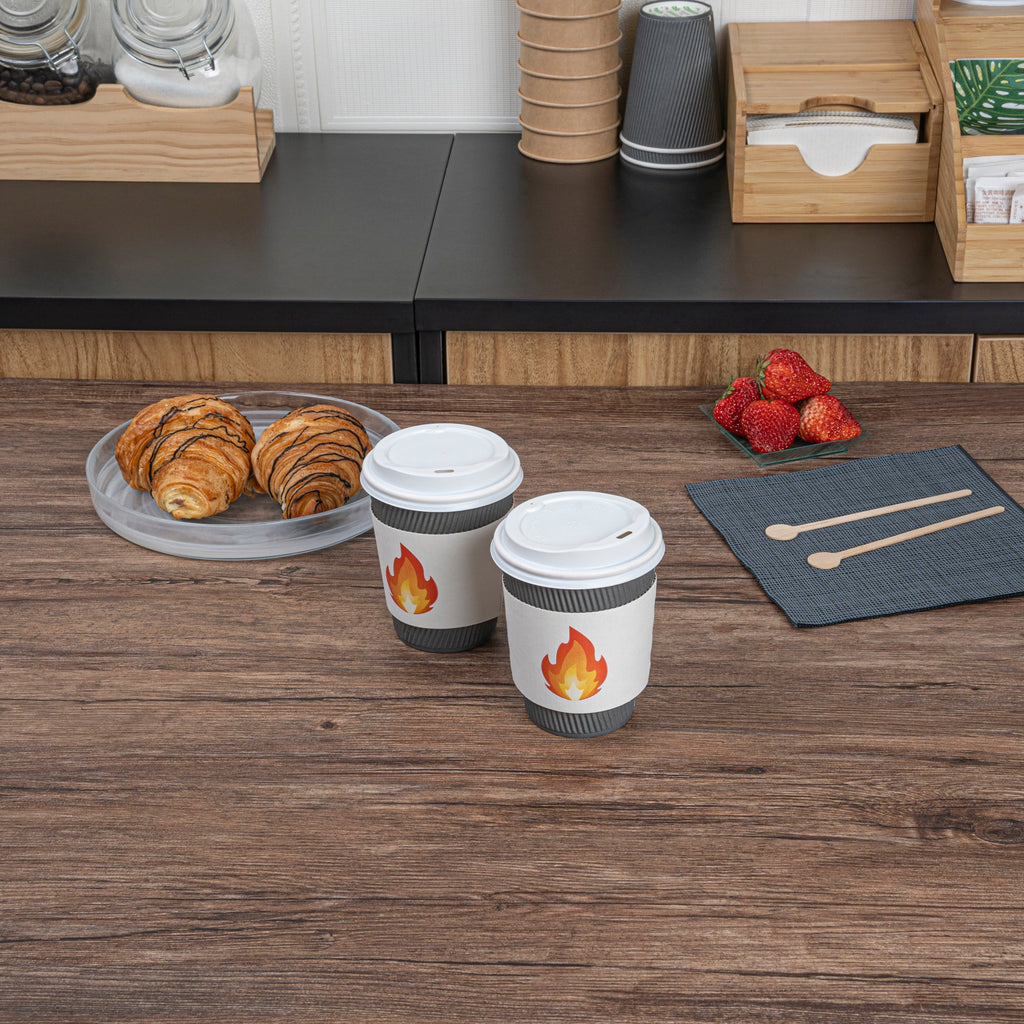 Restpresso White Paper Fire Emoji Coffee Cup Sleeve - Fits 12 / 16 / 20 oz Cups - 1000 count box