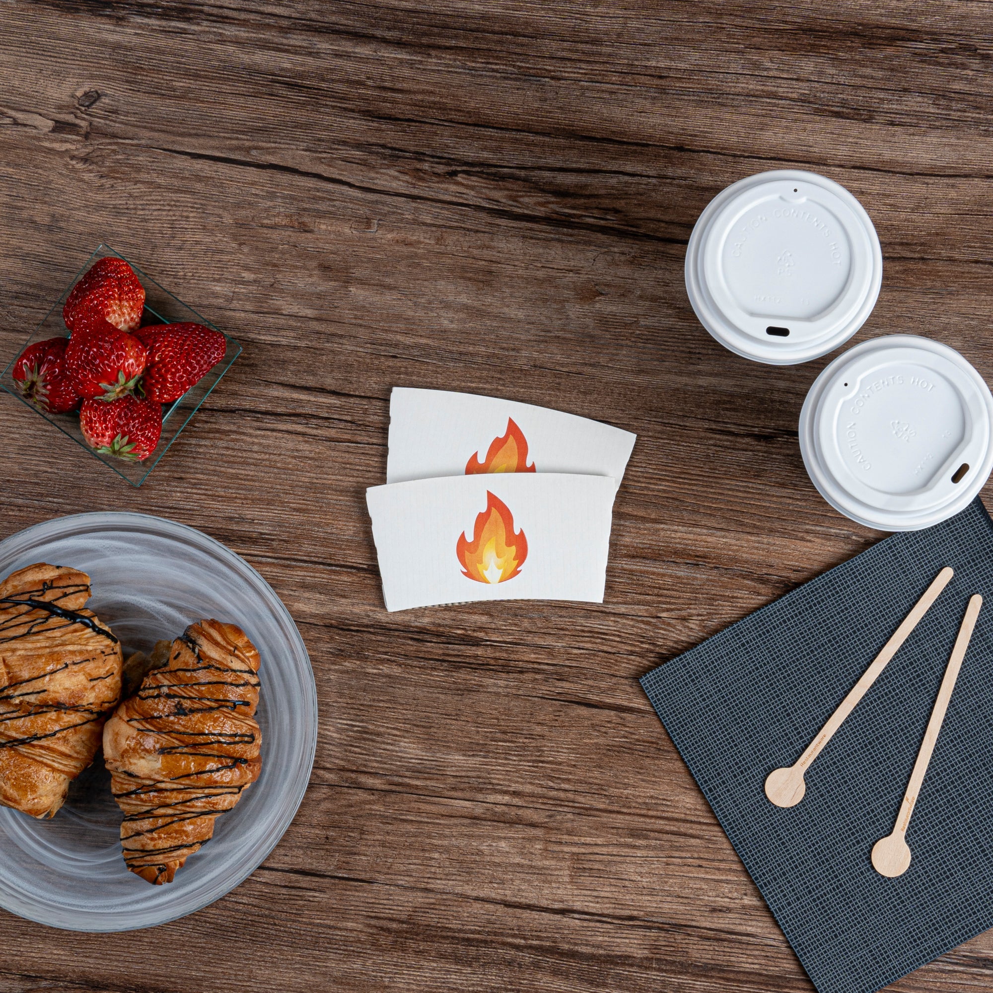 Restpresso White Paper Fire Emoji Coffee Cup Sleeve - Fits 12 / 16 / 20 oz Cups - 1000 count box