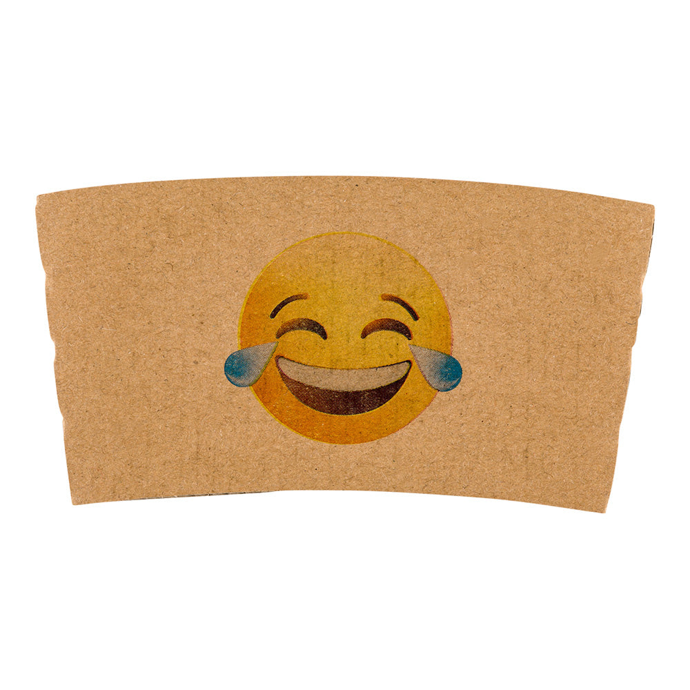 Restpresso Kraft Paper Crying Laughing Emoji Coffee Cup Sleeve - Fits 12 / 16 / 20 oz Cups - 50 count box