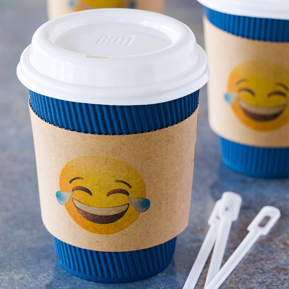 Restpresso Kraft Paper Crying Laughing Emoji Coffee Cup Sleeve - Fits 12 / 16 / 20 oz Cups - 50 count box