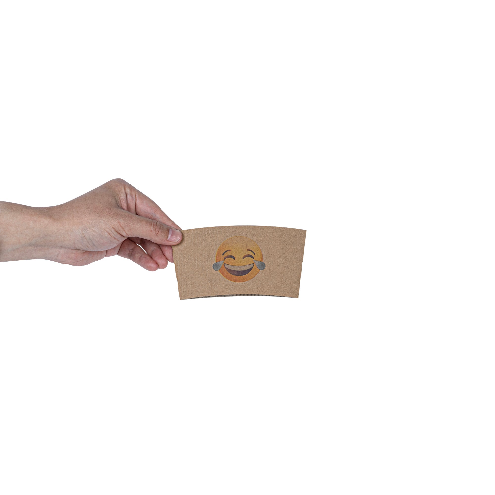 Restpresso Kraft Paper Crying Laughing Emoji Coffee Cup Sleeve - Fits 12 / 16 / 20 oz Cups - 1000 count box