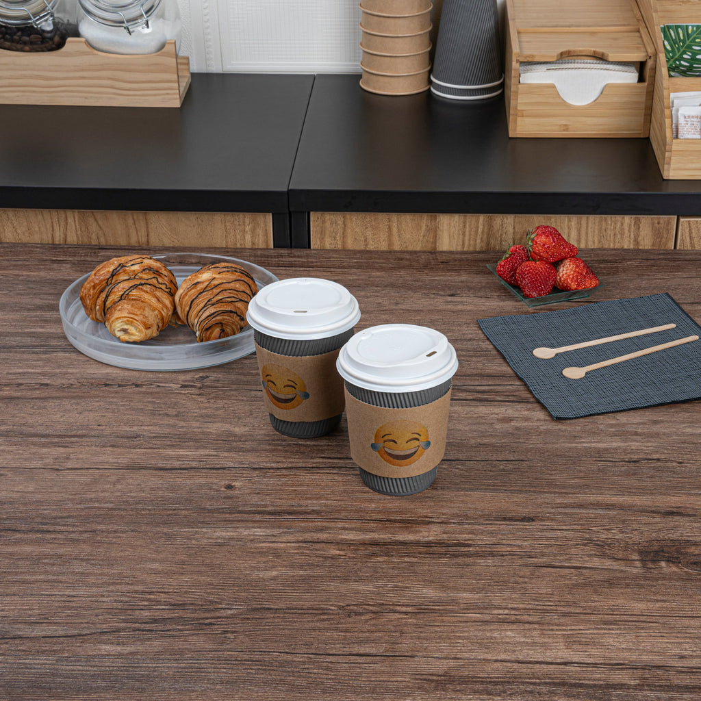 Restpresso Kraft Paper Crying Laughing Emoji Coffee Cup Sleeve - Fits 12 / 16 / 20 oz Cups - 1000 count box