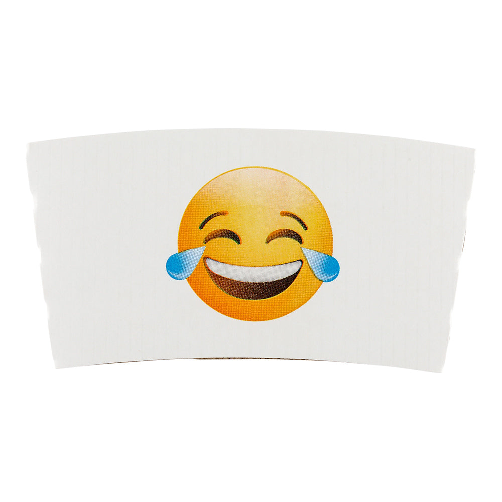 Restpresso White Paper Crying Laughing Emoji Coffee Cup Sleeve - Fits 12 / 16 / 20 oz Cups - 50 count box