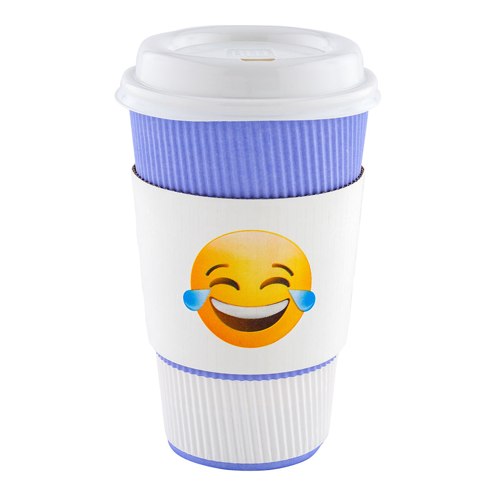 Restpresso White Paper Crying Laughing Emoji Coffee Cup Sleeve - Fits 12 / 16 / 20 oz Cups - 50 count box