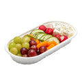 Pulp Tek 17 oz Oval White Sugarcane / Bagasse Take Out Container - 9 1/2" x 4 3/4" x 1 1/4" - 100 count box