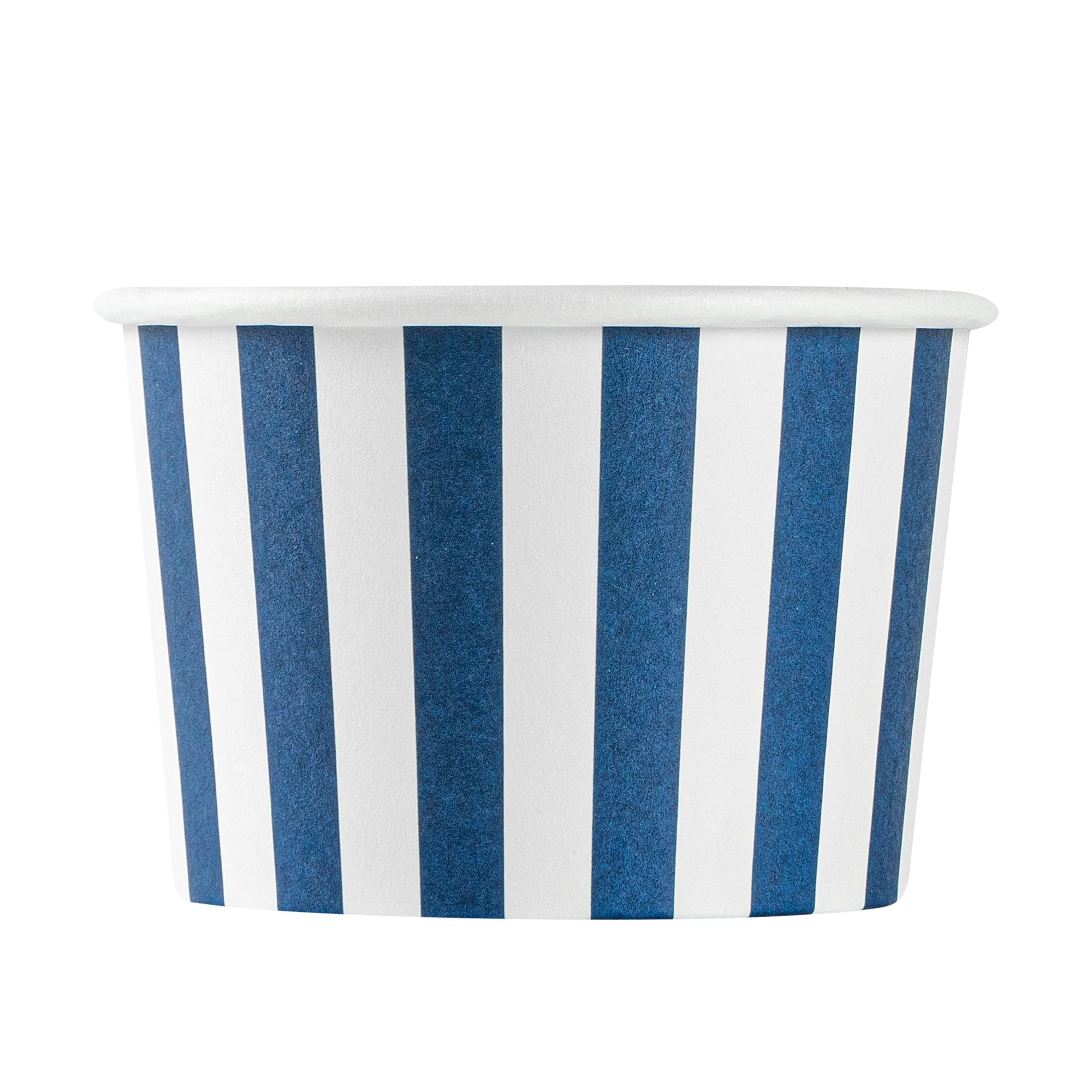 Coppetta 4 oz Round Blue and White Stripe Paper To Go Cup - 3" x 3" x 2 1/2" - 50 count box