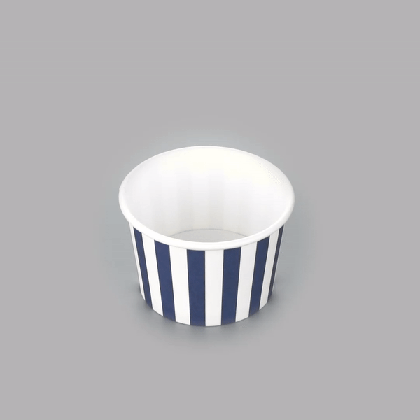 Coppetta 4 oz Round Blue and White Stripe Paper To Go Cup - 3" x 3" x 2 1/2" - 200 count box