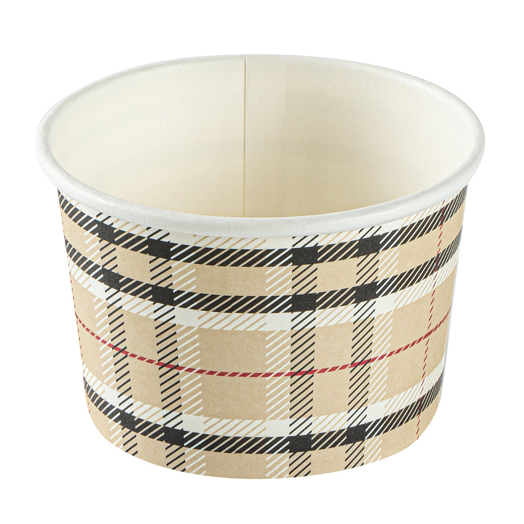 Coppetta 4 oz Round Plaid Paper To Go Cup - 3" x 3" x 2 1/2" - 50 count box