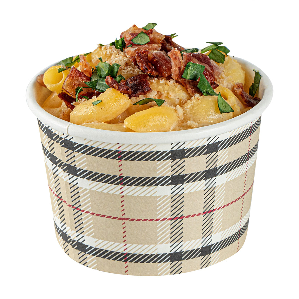Coppetta 4 oz Round Plaid Paper To Go Cup - 3" x 3" x 2 1/2" - 50 count box