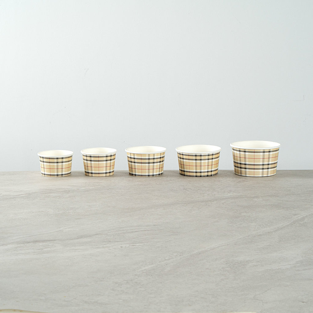Coppetta 4 oz Round Plaid Paper To Go Cup - 3" x 3" x 2 1/2" - 50 count box