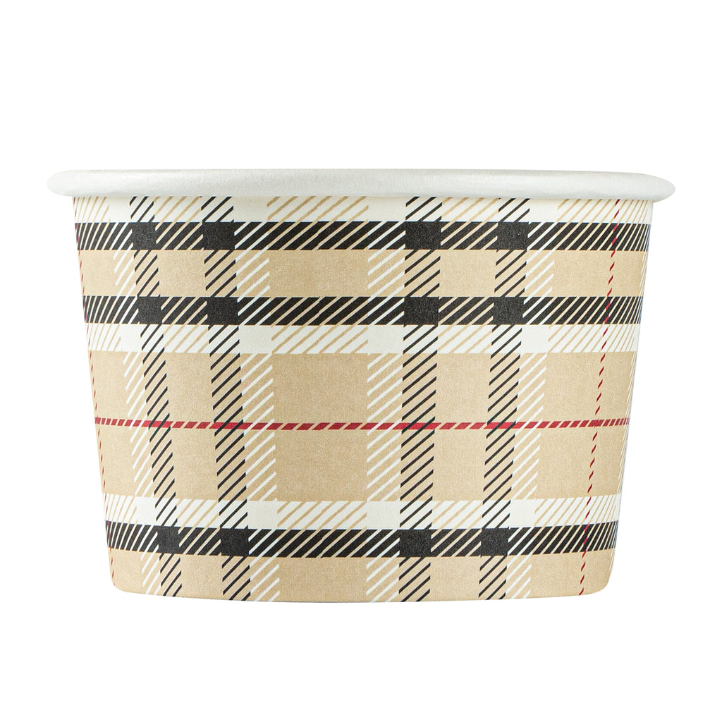 Coppetta 4 oz Round Plaid Paper To Go Cup - 3" x 3" x 2 1/2" - 200 count box