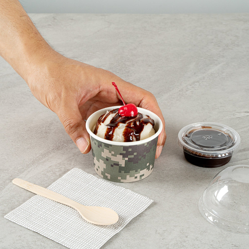 Coppetta 4 oz Round Camouflage Paper To Go Cup - 3" x 3" x 2 1/2" - 50 count box