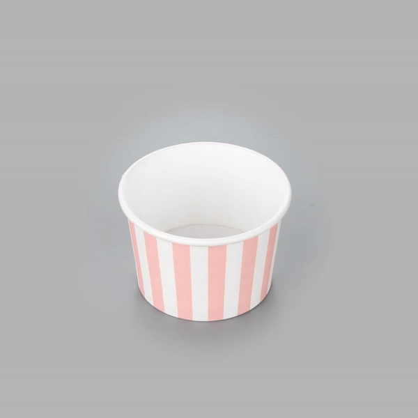 Coppetta 4 oz Round Pink and White Stripe Paper To Go Cup - 3" x 3" x 2 1/2" - 200 count box