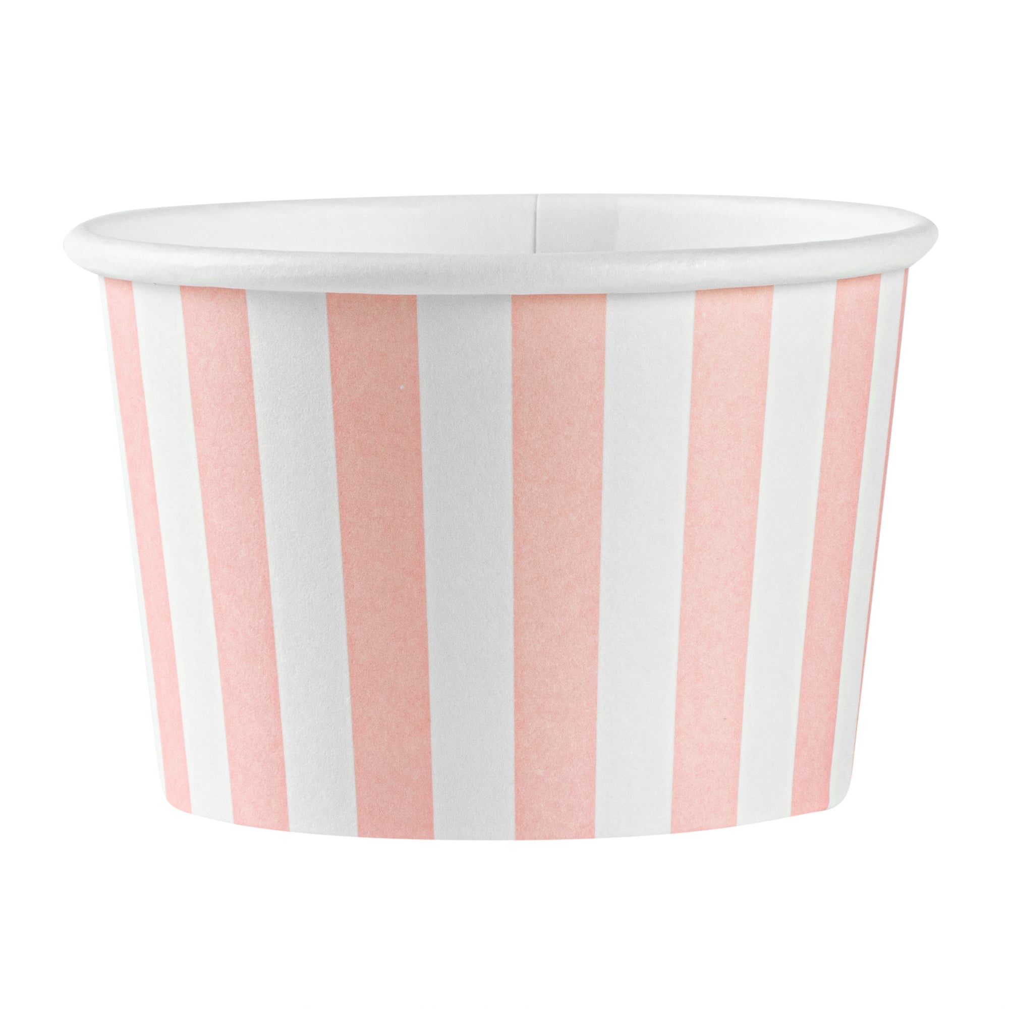 Coppetta 4 oz Round Pink and White Stripe Paper To Go Cup - 3" x 3" x 2 1/2" - 200 count box