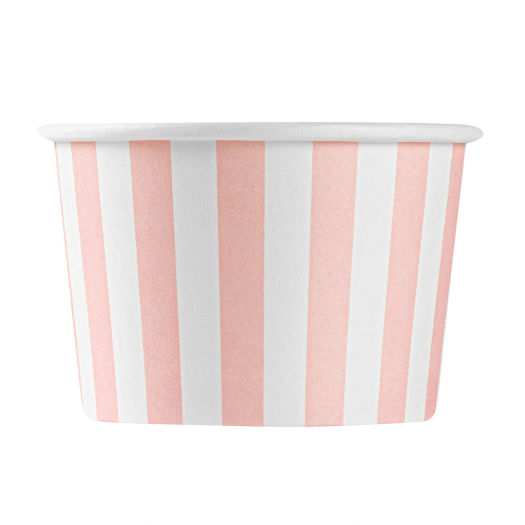 Coppetta 4 oz Round Pink and White Stripe Paper To Go Cup - 3" x 3" x 2 1/2" - 200 count box