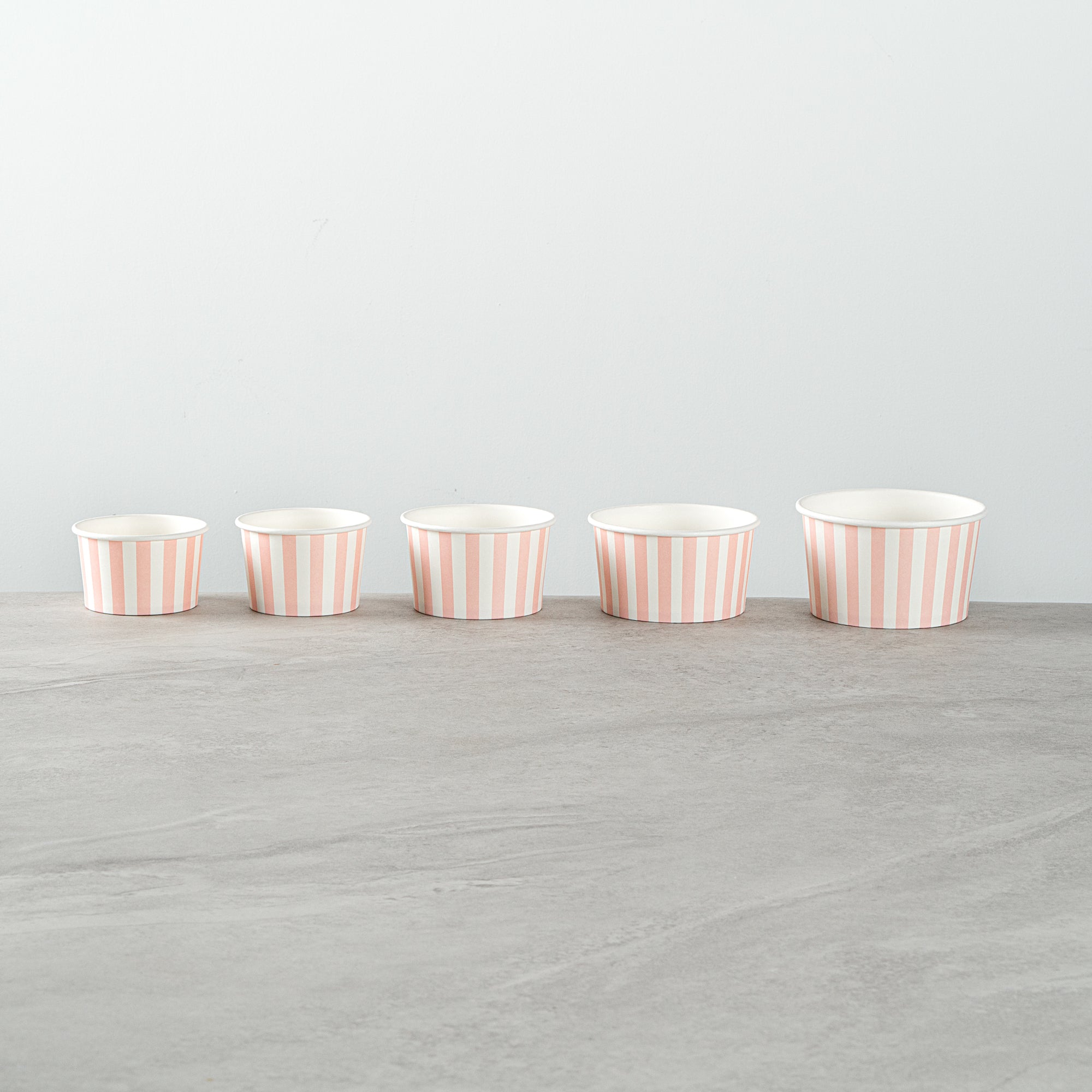 Coppetta 4 oz Round Pink and White Stripe Paper To Go Cup - 3" x 3" x 2 1/2" - 200 count box