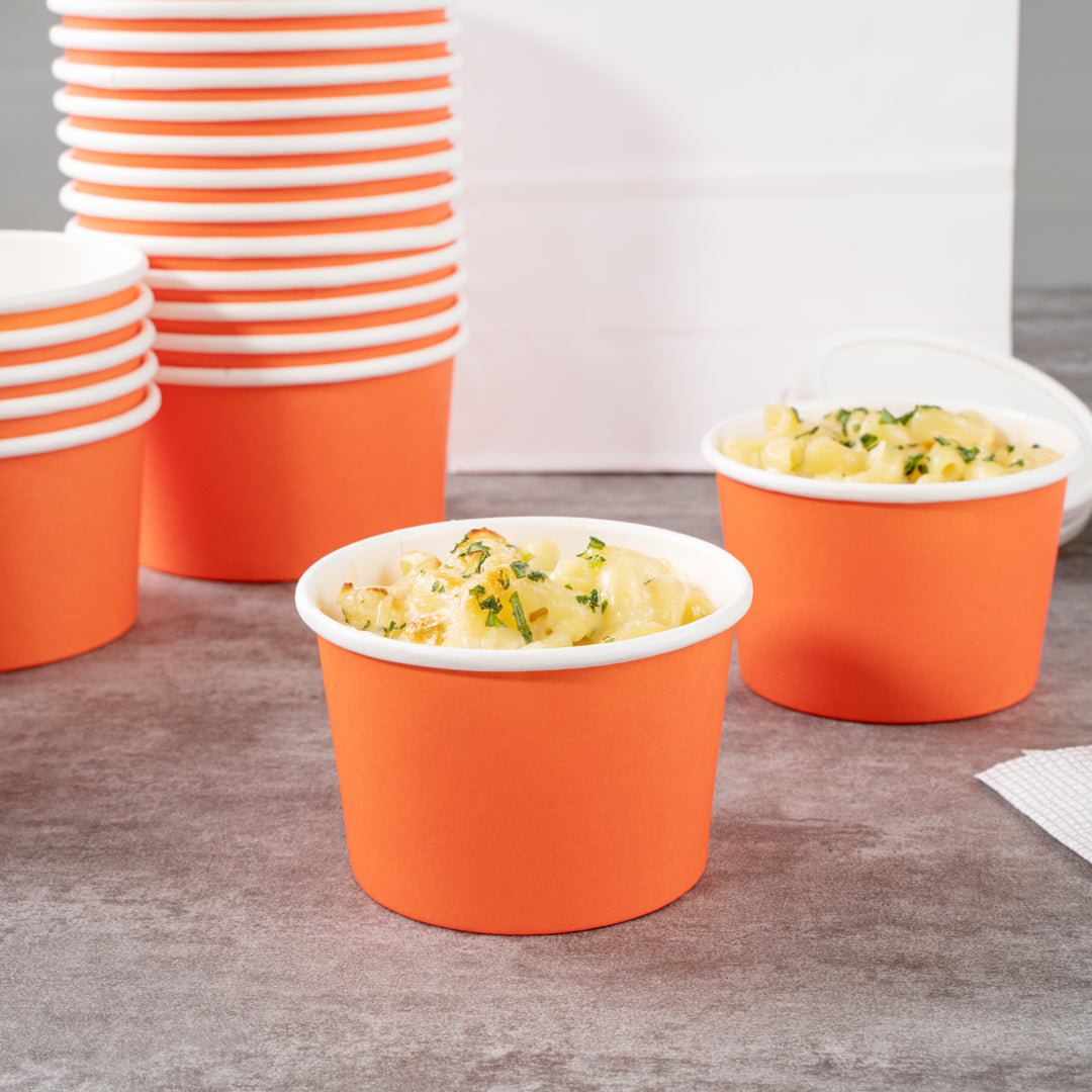 Coppetta 4 oz Round Tangerine Orange Paper To Go Cup - 3" x 3" x 2 1/2" - 50 count box