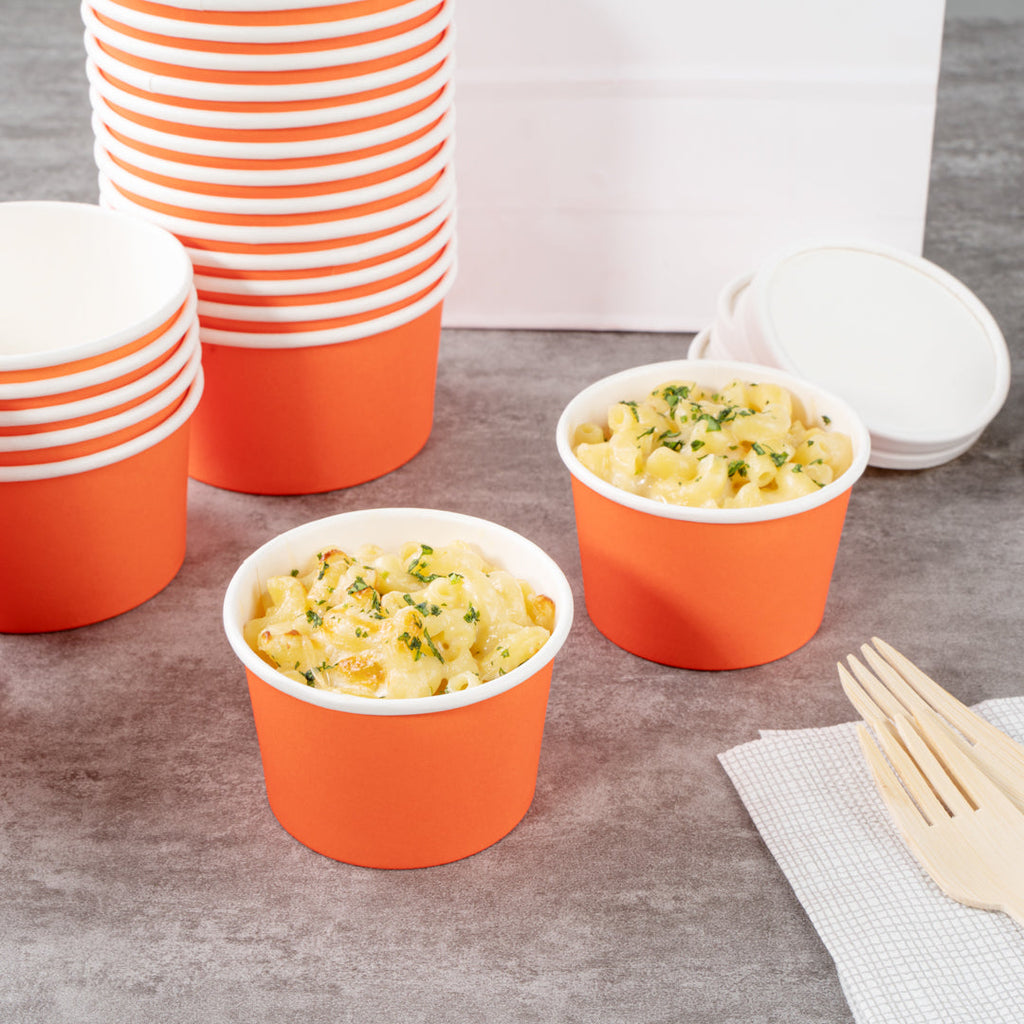 Coppetta 4 oz Round Tangerine Orange Paper To Go Cup - 3" x 3" x 2 1/2" - 50 count box