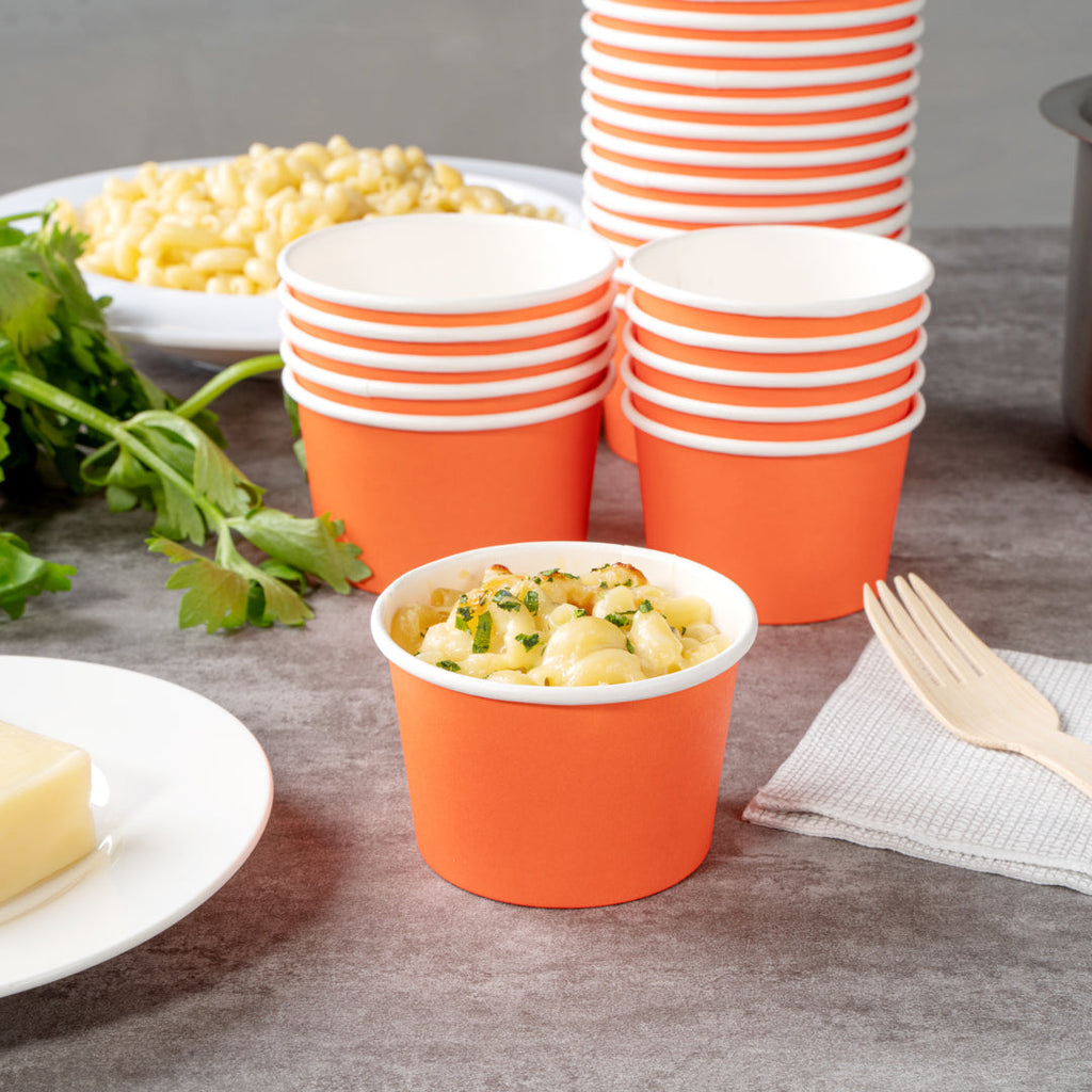 Coppetta 4 oz Round Tangerine Orange Paper To Go Cup - 3" x 3" x 2 1/2" - 50 count box