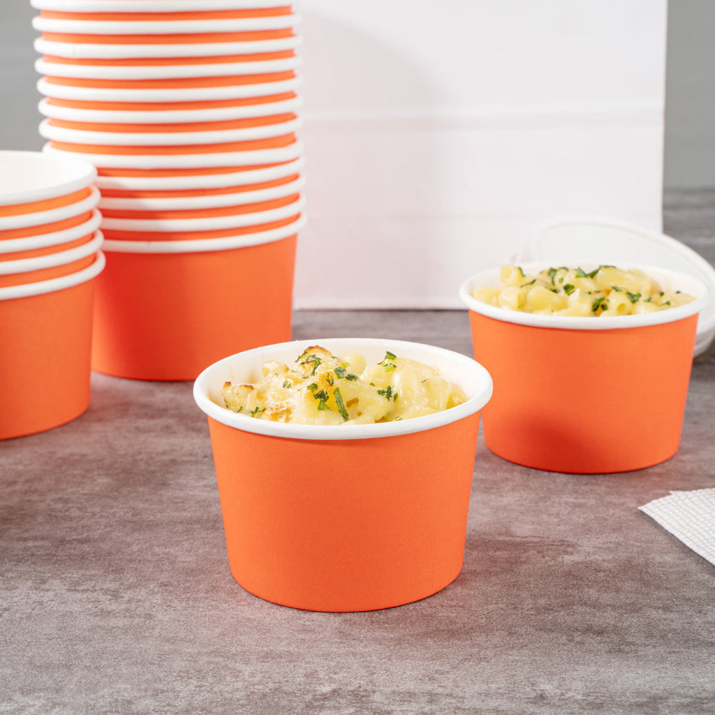 Coppetta 4 oz Round Tangerine Orange Paper To Go Cup - 3" x 3" x 2 1/2" - 200 count box