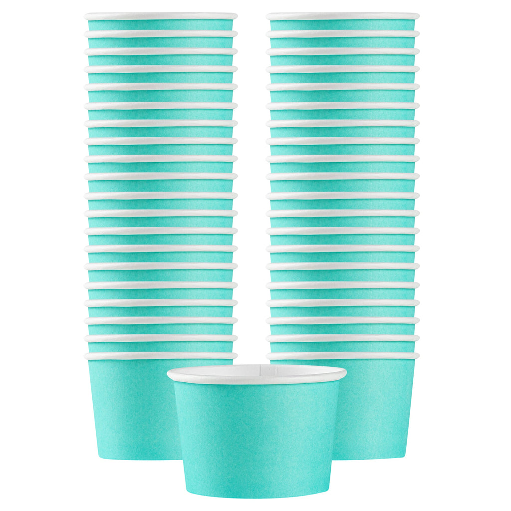 Coppetta 4 oz Round Turquoise Paper To Go Cup - 3" x 3" x 2 1/2" - 50 count box