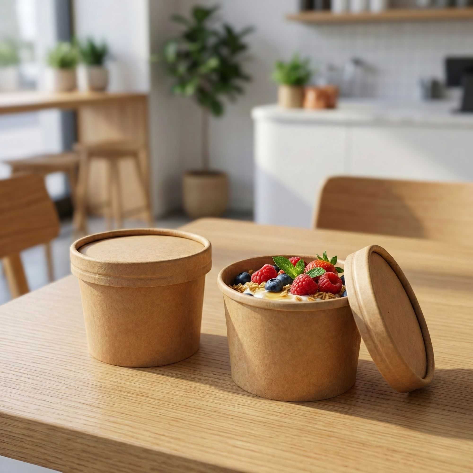 Coppetta Round Kraft Paper To Go Cup Lid - Fits 4 oz - 50 count box