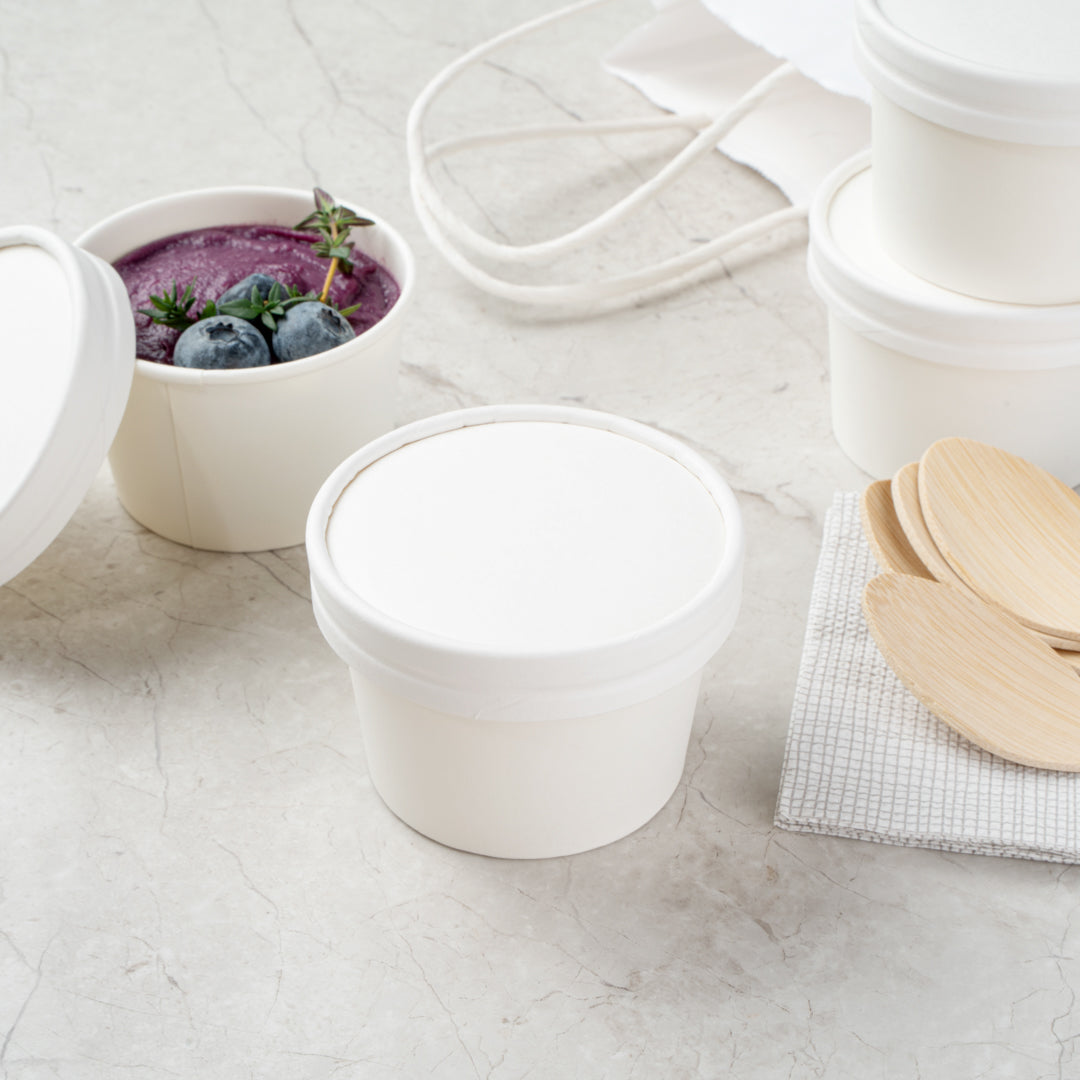 Coppetta Round White Paper To Go Cup Lid - Fits 4 oz - 200 count box