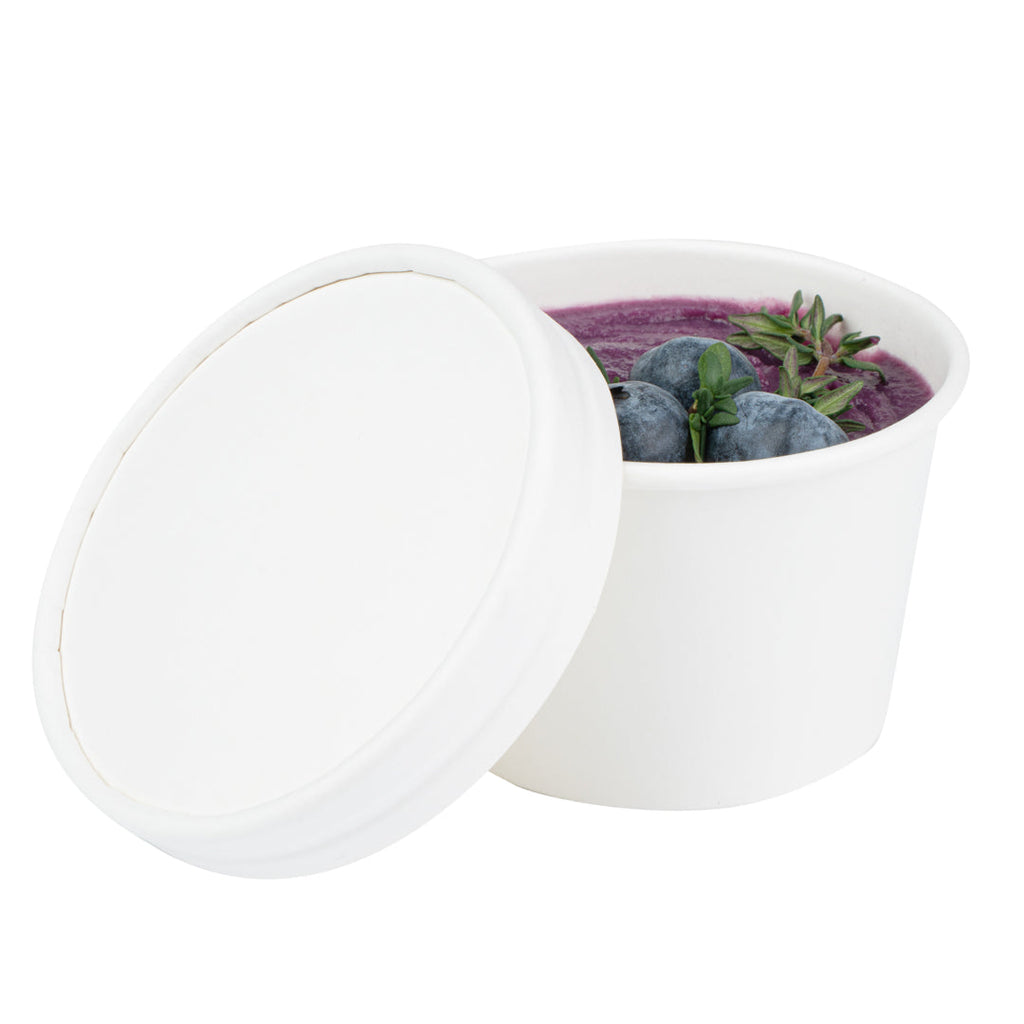 Coppetta Round White Paper To Go Cup Lid - Fits 4 oz - 50 count box