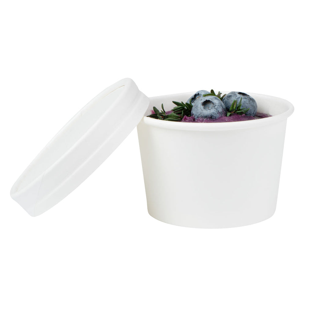 Coppetta Round White Paper To Go Cup Lid - Fits 4 oz - 50 count box