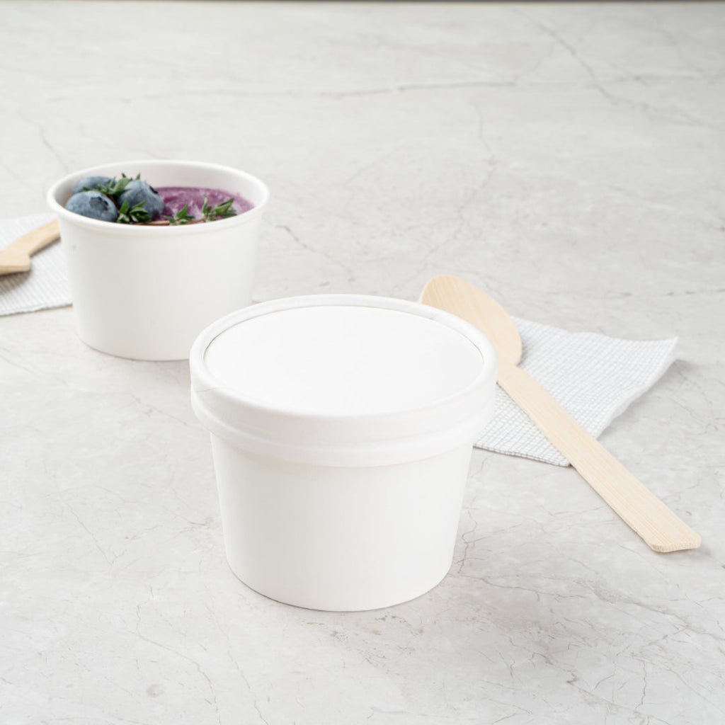 Coppetta Round White Paper To Go Cup Lid - Fits 4 oz - 200 count box