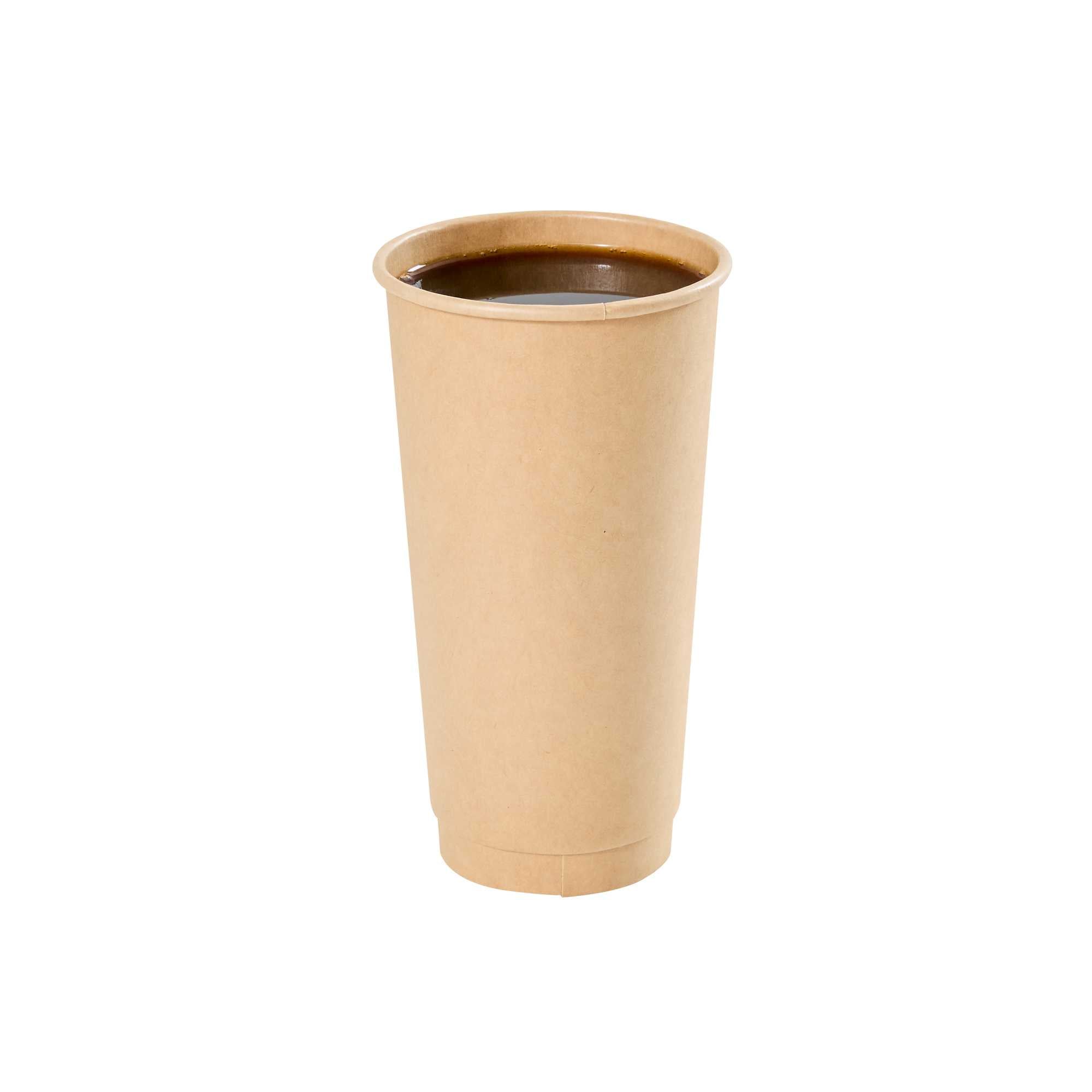 Restpresso 20 oz Kraft Paper Coffee Cup - Double Wall - 3 1/2" x 3 1/2" x 6 1/4" - 10 count box