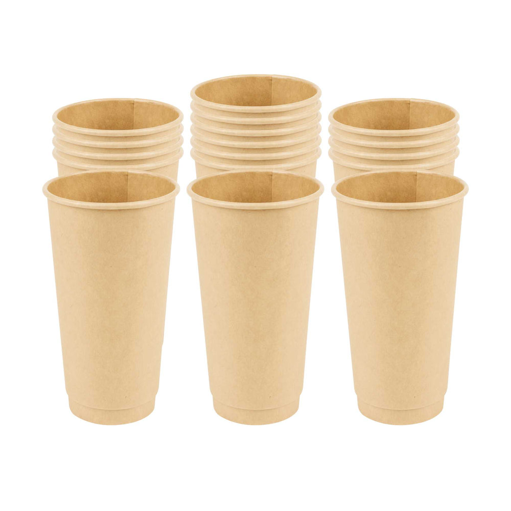 Restpresso 20 oz Kraft Paper Coffee Cup - Double Wall - 3 1/2" x 3 1/2" x 6 1/4" - 10 count box