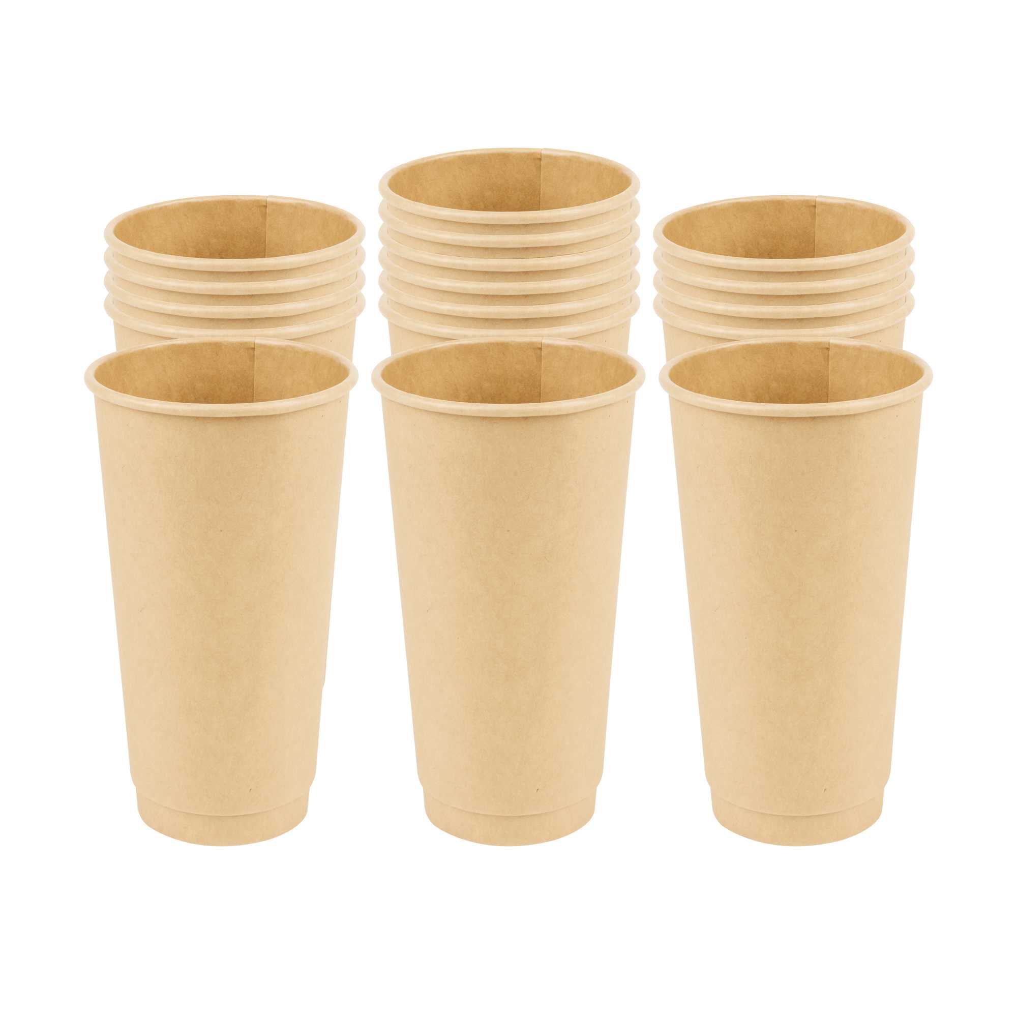 Restpresso 20 oz Kraft Paper Coffee Cup - Double Wall - 3 1/2" x 3 1/2" x 6 1/4" - 10 count box