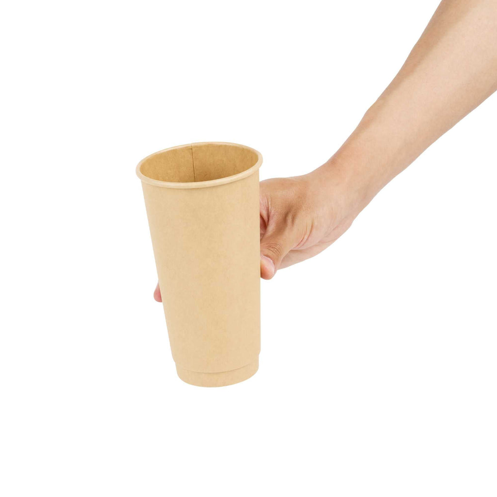 Restpresso 20 oz Kraft Paper Coffee Cup - Double Wall - 3 1/2" x 3 1/2" x 6 1/4" - 250 count box