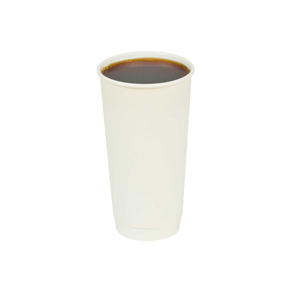 Restpresso 20 oz White Paper Coffee Cup - Double Wall - 3 1/2" x 3 1/2" x 6 1/4" - 10 count box