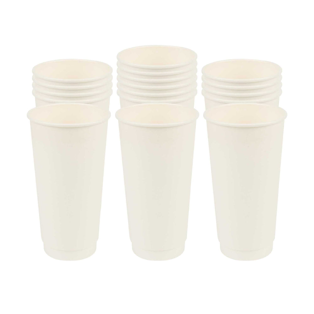 Restpresso 20 oz White Paper Coffee Cup - Double Wall - 3 1/2" x 3 1/2" x 6 1/4" - 10 count box