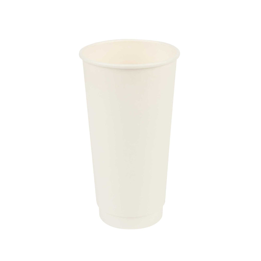 Restpresso 20 oz White Paper Coffee Cup - Double Wall - 3 1/2" x 3 1/2" x 6 1/4" - 10 count box