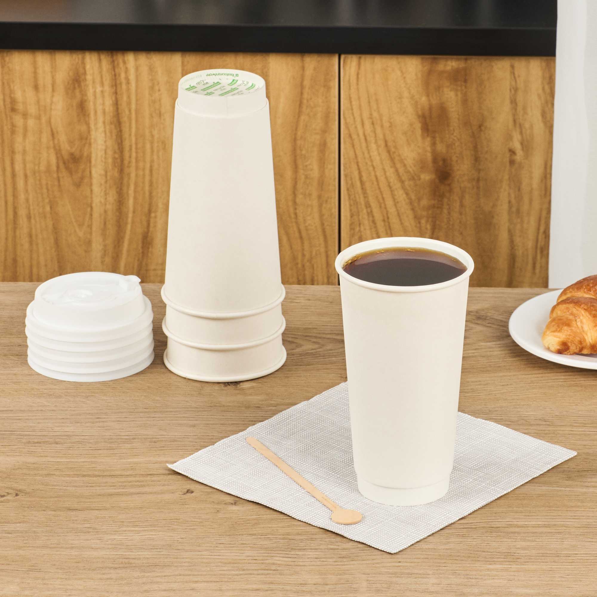 Restpresso 20 oz White Paper Coffee Cup - Double Wall - 3 1/2" x 3 1/2" x 6 1/4" - 250 count box