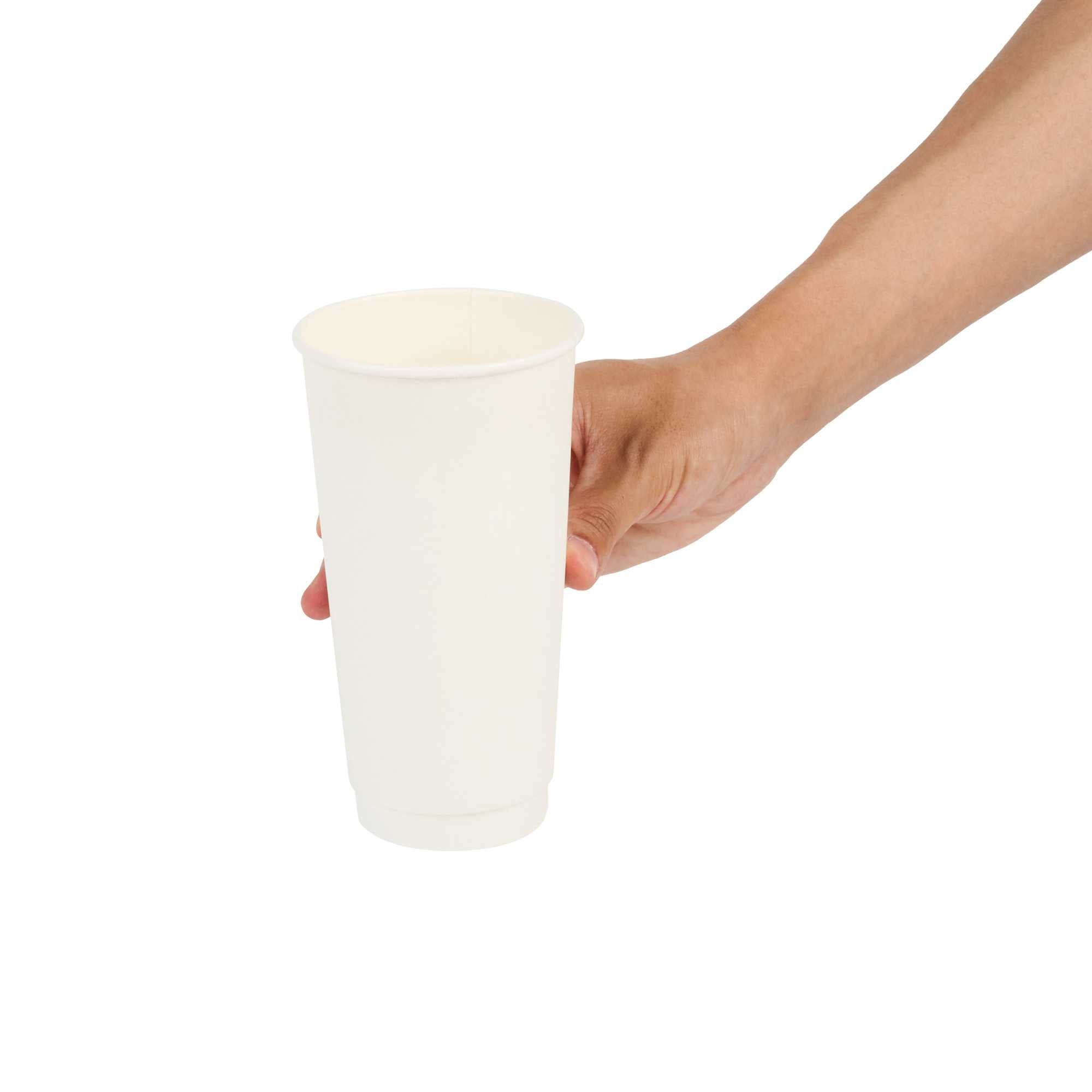 Restpresso 20 oz White Paper Coffee Cup - Double Wall - 3 1/2" x 3 1/2" x 6 1/4" - 250 count box
