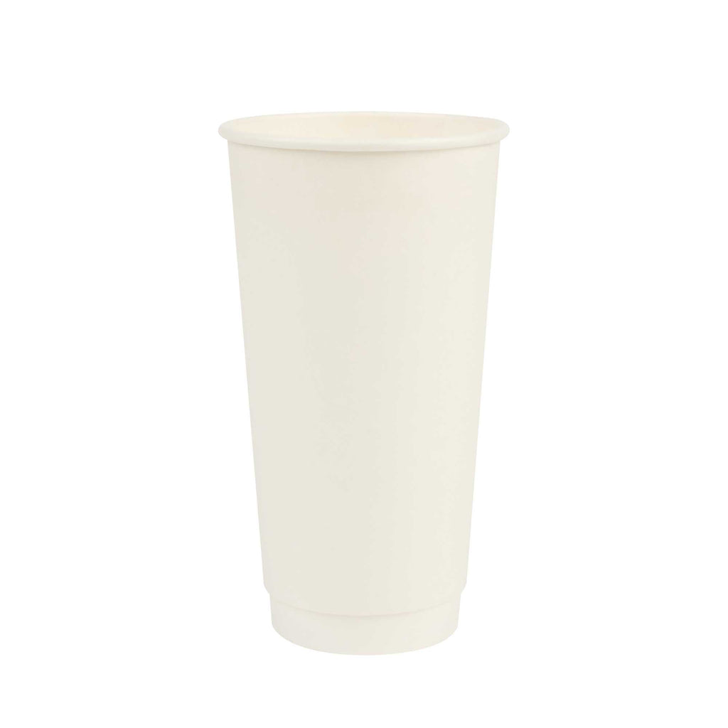 Restpresso 20 oz White Paper Coffee Cup - Double Wall - 3 1/2" x 3 1/2" x 6 1/4" - 250 count box
