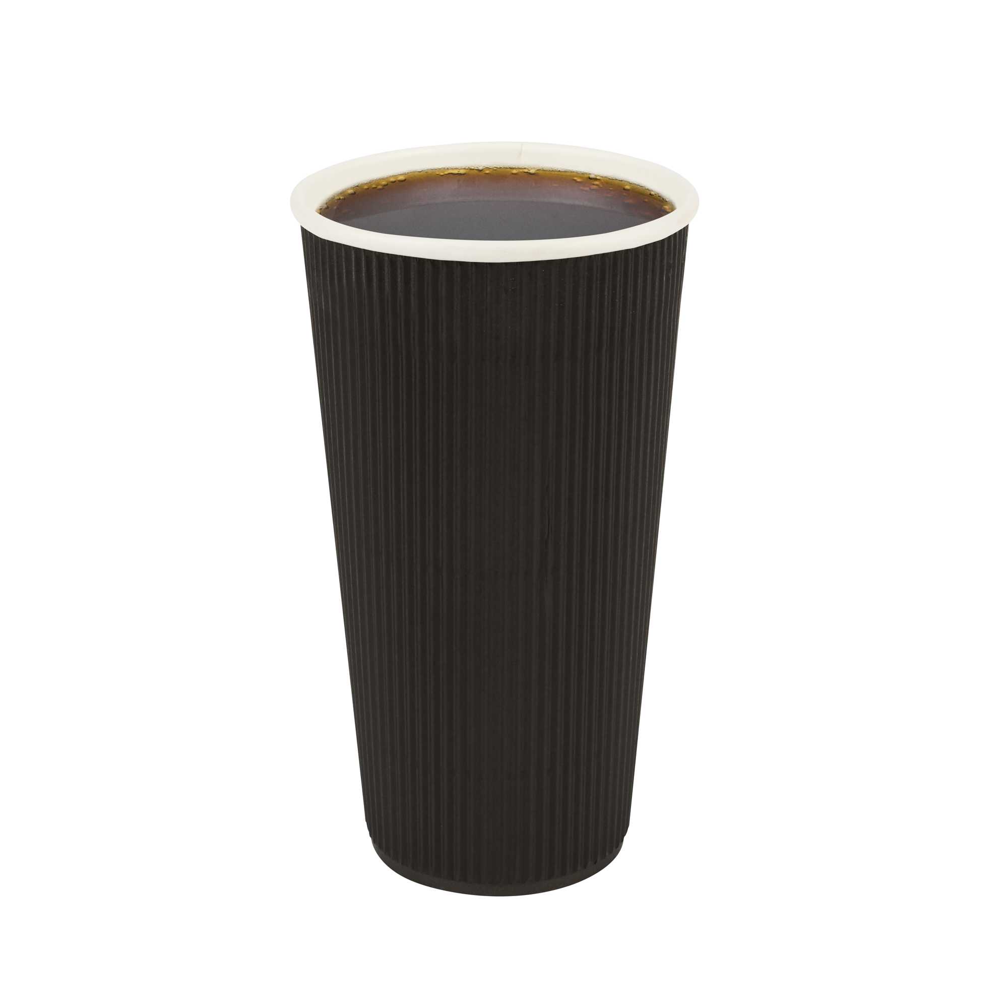 Restpresso 20 oz Black Paper Coffee Cup - Ripple Wall - 3 1/2" x 3 1/2" x 6 1/4" - 10 count box