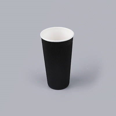 Restpresso 20 oz Black Paper Coffee Cup - Ripple Wall - 3 1/2" x 3 1/2" x 6 1/4" - 10 count box