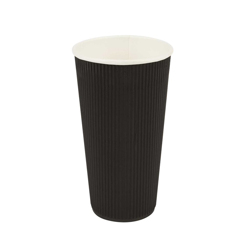 Restpresso 20 oz Black Paper Coffee Cup - Ripple Wall - 3 1/2" x 3 1/2" x 6 1/4" - 10 count box
